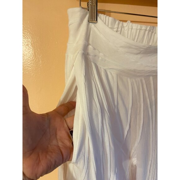 Windhorse Womens White Flowy Boho Cotton Elastic Waist Wide-Leg Pants L/XL - Picture 8 of 17